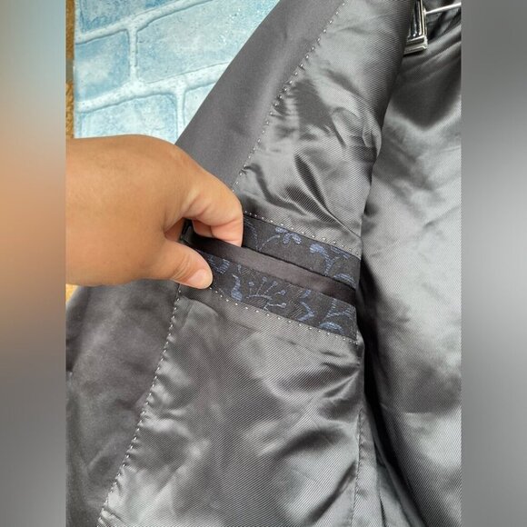 Zara Man VIP Night Out Evening Blue & Black Metallic Blazer Jacket size 42 - Picture 12 of 15